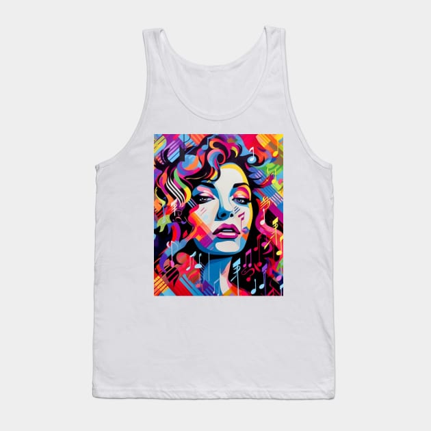 Ritmo Urbano: Latina Melodies in Pop Street Art Latin Music Tank Top by Unboxed Mind of J.A.Y LLC 